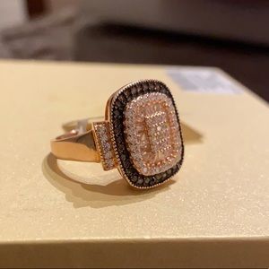 Rose Gold Crystals and Marcasite Ring